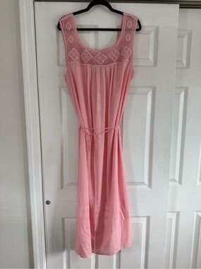 J.Crew Light Pink Sleeveless Dress with Crochet Yoke